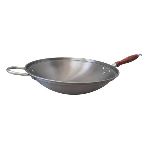 Frigideira WOK Aço Polido – Cabo de madeira - 38 cm